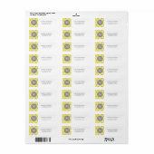 Monogrammed Yellow Grey Diamonds Ikat Pattern Etiket (Full Sheet)