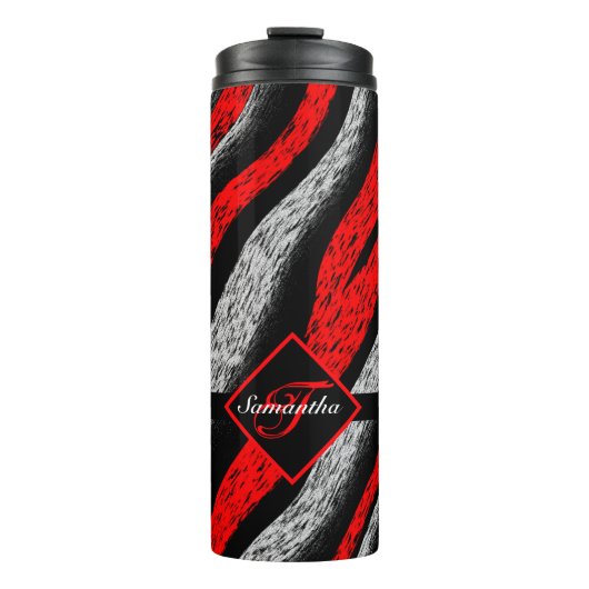 Monogrammed Zebra Pattern Thermosbeker (Voorkant)