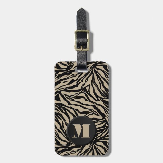 Monogrammed Zebra Print Bagagelabel (Voorkant verticaal)