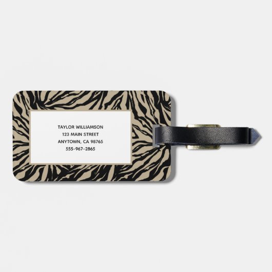 Monogrammed Zebra Print Bagagelabel (Achterkant horizontaal)