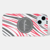 Monogrammed Zebra Print in roze en grijs Case-Mate iPhone Case (Achterkant (horizontaal))