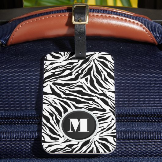 Monogrammed Zebra Stripes Bagagelabel (Voorkant Insitu 2)
