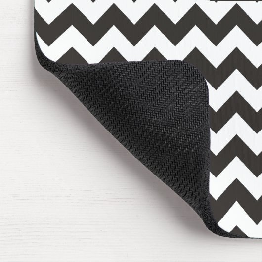 Monogrammed Zigzag Mousepad: Zwarte, witte Chevron Muismat (Hoek)