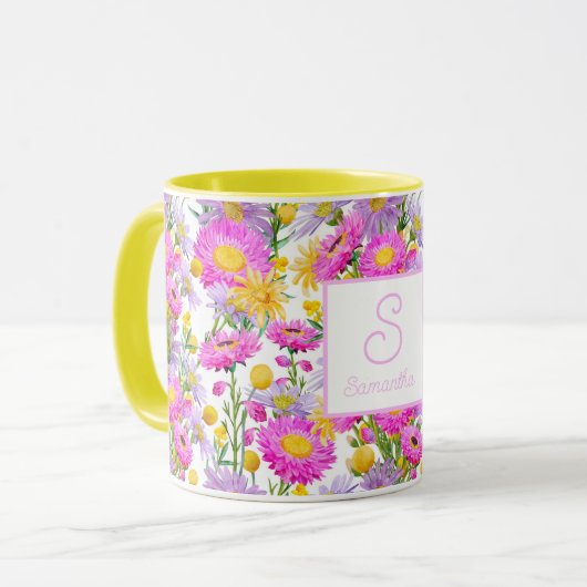 Monogrammed Zomerhuisje Tuin Wit Mok (Voorkant links)