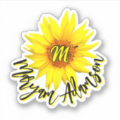 Monogrammed Zonnebloem Meisje Label - Handgeschrev (Voorkant)