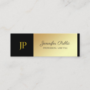 Monogrammed Zwart en Goud Duidelijke Luxe Creatief Mini Visitekaartje