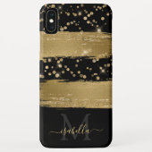 Monogrammed Zwart Goud Script Case-Mate iPhone Case (Achterkant)