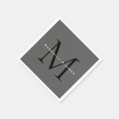 Monogrammed zwart grijs kalligrafie servet (Hoek)