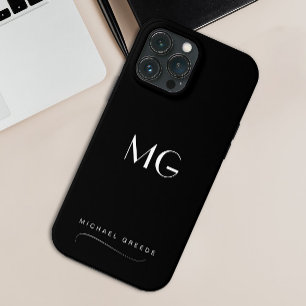 Monogrammed zwart minimalist met naam iPhone 13 pro max hoesje