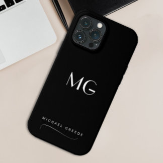 Monogrammed zwart minimalist met naam iPhone 13 pro max hoesje
