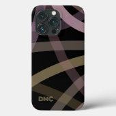 Monogrammed zwart roos gouden lijnen abstract mini Case-Mate iPhone case (Achterkant)