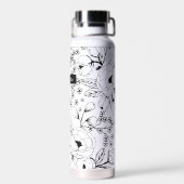 Monogrammed Zwart-wit Bloemen Vacuüm Isolaat Waterfles (Achterkant)
