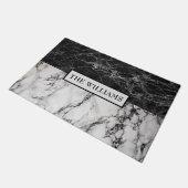 Monogrammed Zwart & Wit Marbled Deurmat (Schuin)