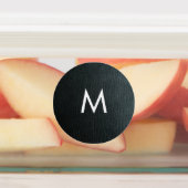 Monogrammed Zwarte-ledertextuur Faux Labels (Aangebracht)