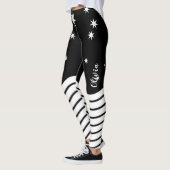 Monogrammed Zwarte Witte Sterren Stripes Graphic Leggings (Links)