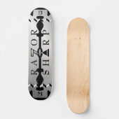 Monogrammed Zwarte & Zilver Razor Sharp Skateboard (Voorkant)