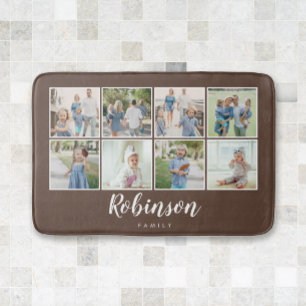 Monogrammen 8 Fotofamilie Collage Brown Badmat