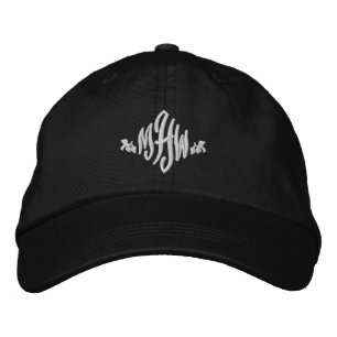 Monogrammen Aangepast zwart-wit Geborduurde Pet