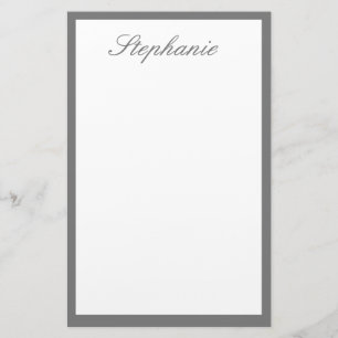 Monogrammen Aangepaste naam Grijze randen Wit Briefpapier