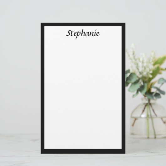 Monogrammen Aangepaste naam Kleur Zwart Borders We Briefpapier (Staand voorkant)