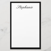 Monogrammen Aangepaste naam Kleur Zwart Randen Bru Briefpapier (Achterkant)