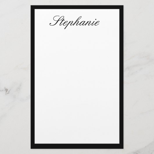 Monogrammen Aangepaste Naam Zwart Wit Minimale Bru Briefpapier (Voorkant)