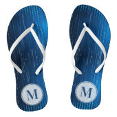 Monogrammen Abstract blauw wit patroon Teenslippers (Voetbed)