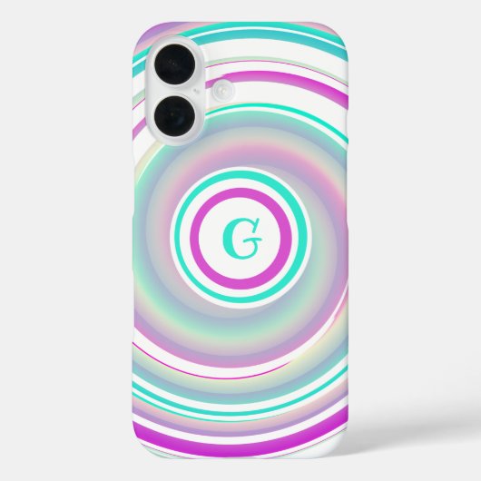 Monogrammen Abstract Paars en Blauwgroen zwijn Case-Mate iPhone Case (Achterkant)