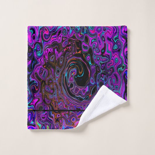 Monogrammen Abstract Paars en zwart Bad Handdoek (Wasdoekje)