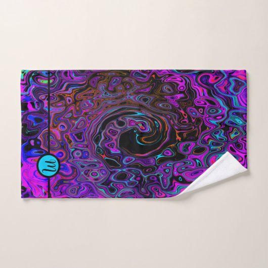 Monogrammen Abstract Paars en zwart Bad Handdoek (Handdoek)