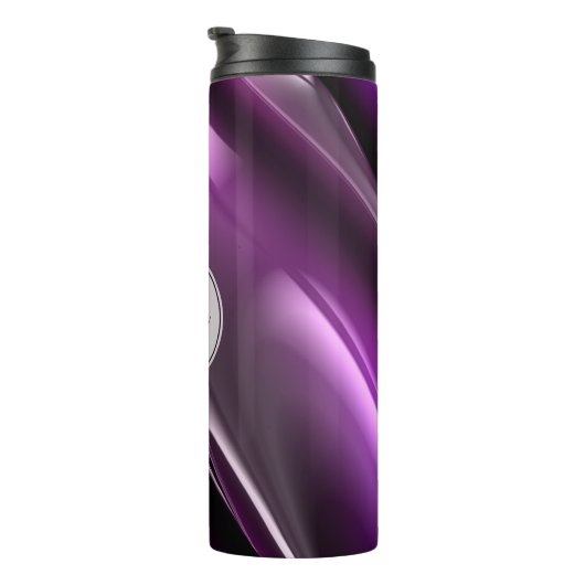 Monogrammen Abstracte Paarse 3D Art Thermosbeker (Geroteerd rechts)
