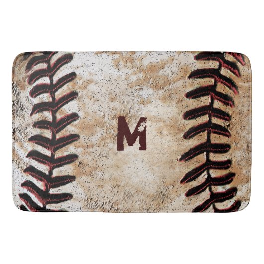 Monogrammen  Baseball Bath Rug for Man Cave Badmat (Voorkant)