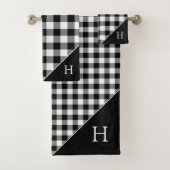 Monogrammen Black White Buffalo Check Pattern Bad Handdoek (Insitu)