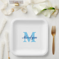 Monogrammen Blau Verjaardagen Baby Borrels Elegant