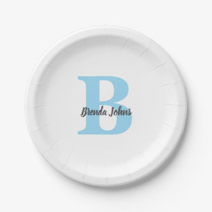 Monogrammen Blauwe Babyfeesten Bruiloften Verjaard Papieren Bordje