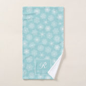 Monogrammen Blauwgroen Aqua Snowflakes Kustwinter Bad Handdoek (Handdoek)