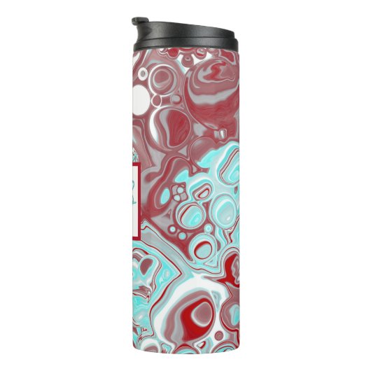 Monogrammen Blauwgroen, Bourgogne, rode en witte m Thermosbeker (Geroteerd rechts)