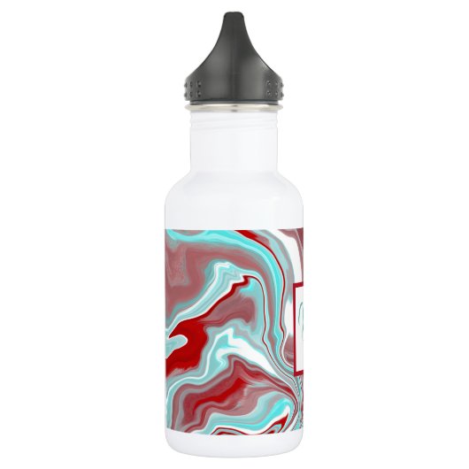 Monogrammen Blauwgroen, Bourgogne, rode en witte m Waterfles (Links)