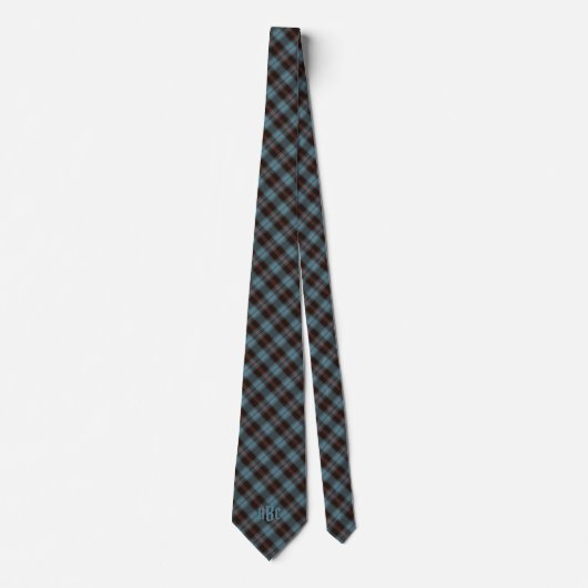 Monogrammen Blauwgroen, bruin en rood speldenstang Stropdas (Voorkant)