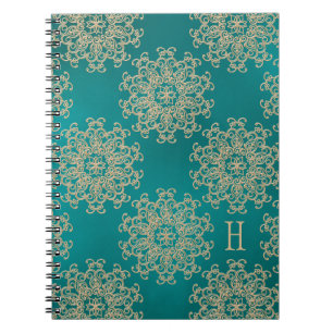 Monogrammen Blauwgroen en Gold Notebook Journal Notitieboek