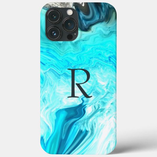 Monogrammen Blauwgroen witte patronen Agate Artsti Case-Mate iPhone Case (Achterkant)