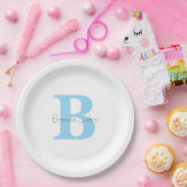 Monogrammen Blue Birthday Baby showers Aangepaste Papieren Bordje (Feest)