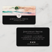 Monogrammen Blue Roos Gold Landscape Social Media Visitekaartje (Voorkant / Achterkant)