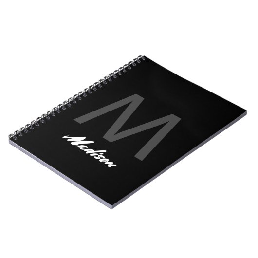 Monogrammen Bruiloft Gift Favor Elegant Custom Zwa Notitieboek (Linkerzijde)