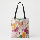 Monogrammen chic floral Patroon Draagtas (Voorkant)