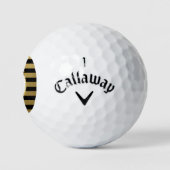 Monogrammen Chic Golf Balls Black Gold Stripe Golfballen (Logo)