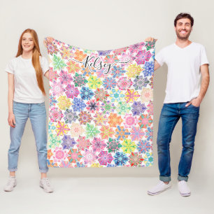 Monogrammen Colorful Boho Mandala Pattern Voeg Naa Fleece Deken