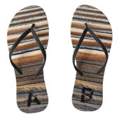 Monogrammen COOL Wood Grain Pattern Teenslippers (Voetbed)