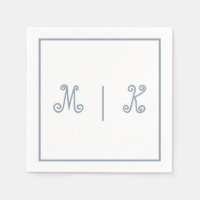 Monogrammen Dusty Blue Cool Script Modern Wedding