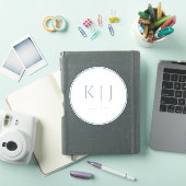 Monogrammen Dusty Blue Elegant Minimalist Wedding Sticker (iPad Cover)